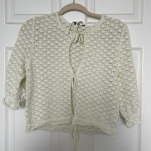 Zara NWT Crocheted tie up blouse